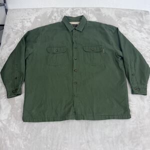 VTG Woolrich Shacket Mens XL Green Fleece Lined Button Up Jacket Workwear Grunge